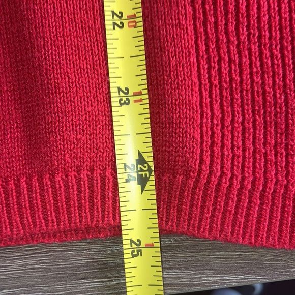 Vintage Womens Jantzen Large Red Knit Sweater W/ Hand Embroidery Flower - Picture 7 of 8